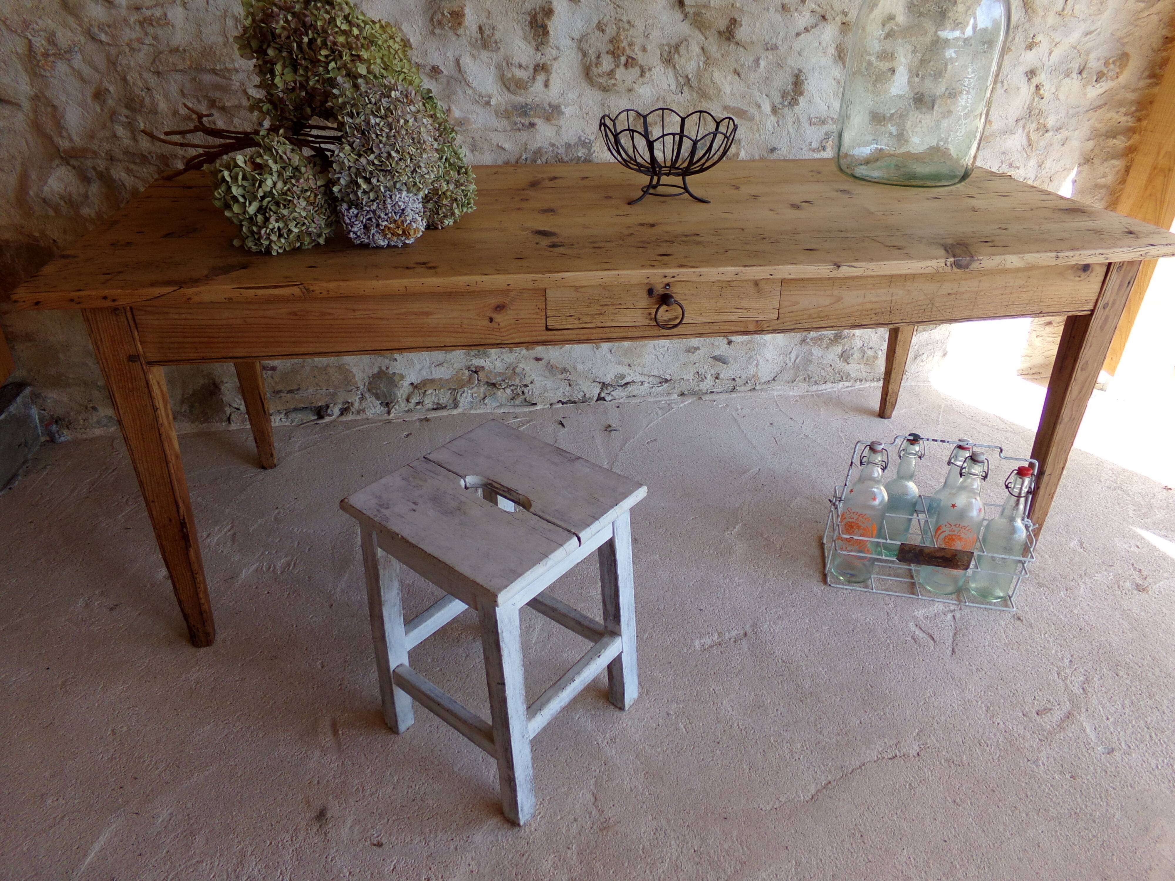 Farmhouse table in raw wood