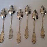 6 small numbered silver teaspoons, Minerva hallmark.