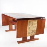 Extendable dining table in rosewood and ceramic