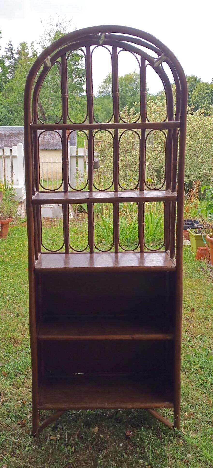 5-tier rattan bookcase shelf