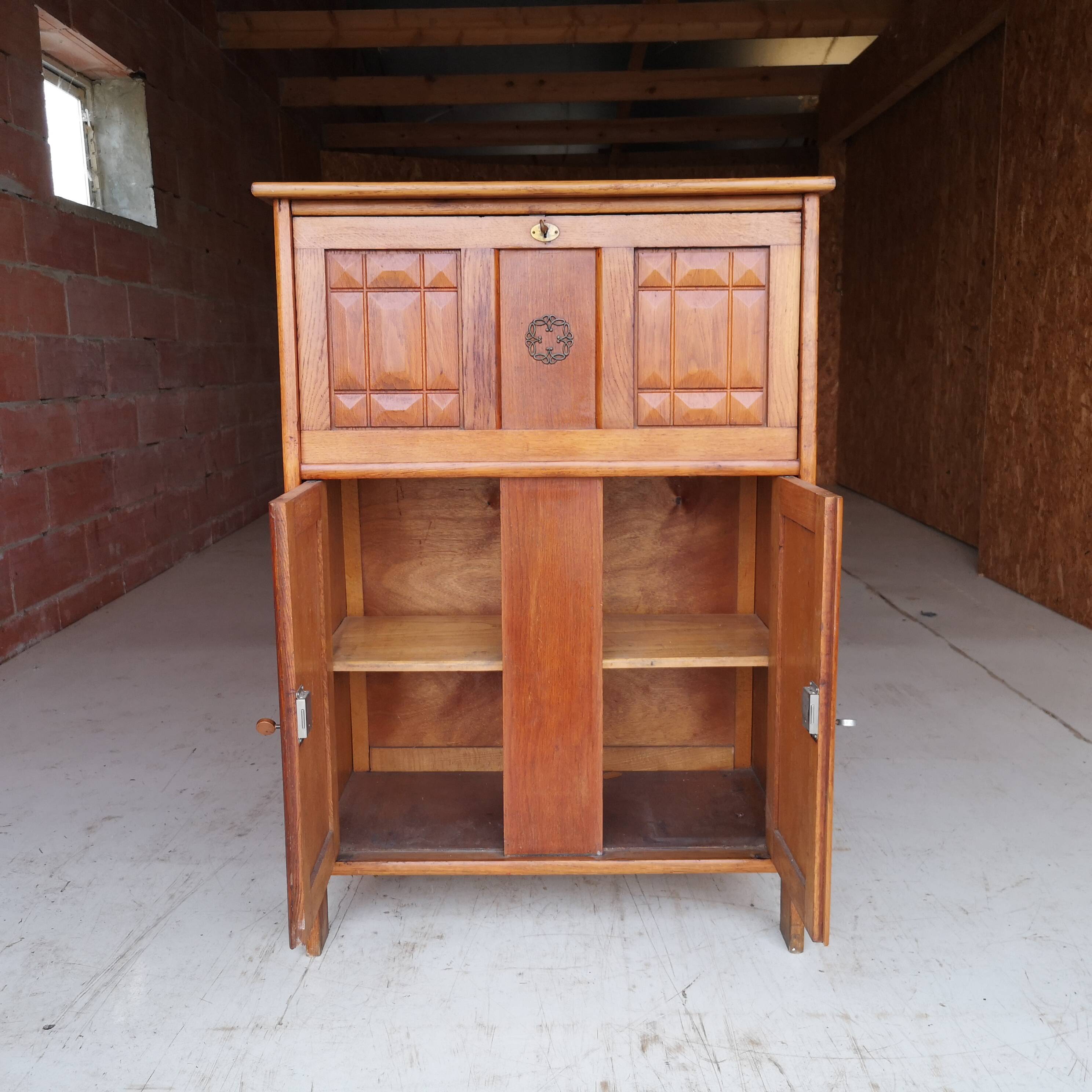 Modernist oak secretary "La Gentilhommière" - Charles Dudouyt - 1940