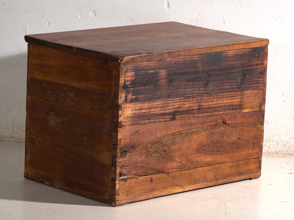 Antique Chinese chest with painted flowers in elm – China, circa 1900