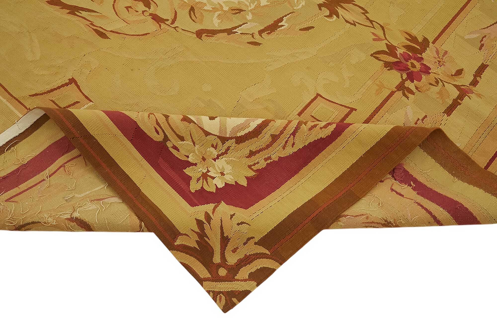 Handmade European Vintage Aubusson Kilim 260 cm x 360 cm