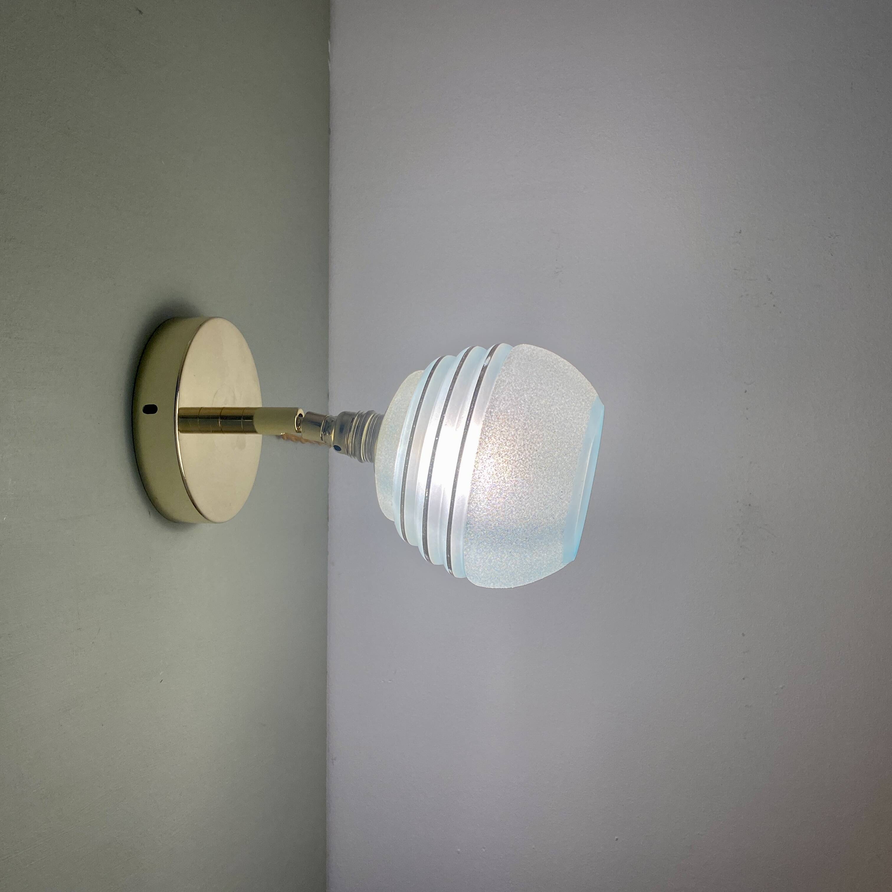 Vintage tuliepe wall light in blue and gold granite glass