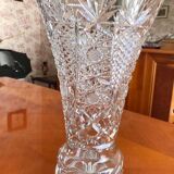 Cut crystal vase on foot