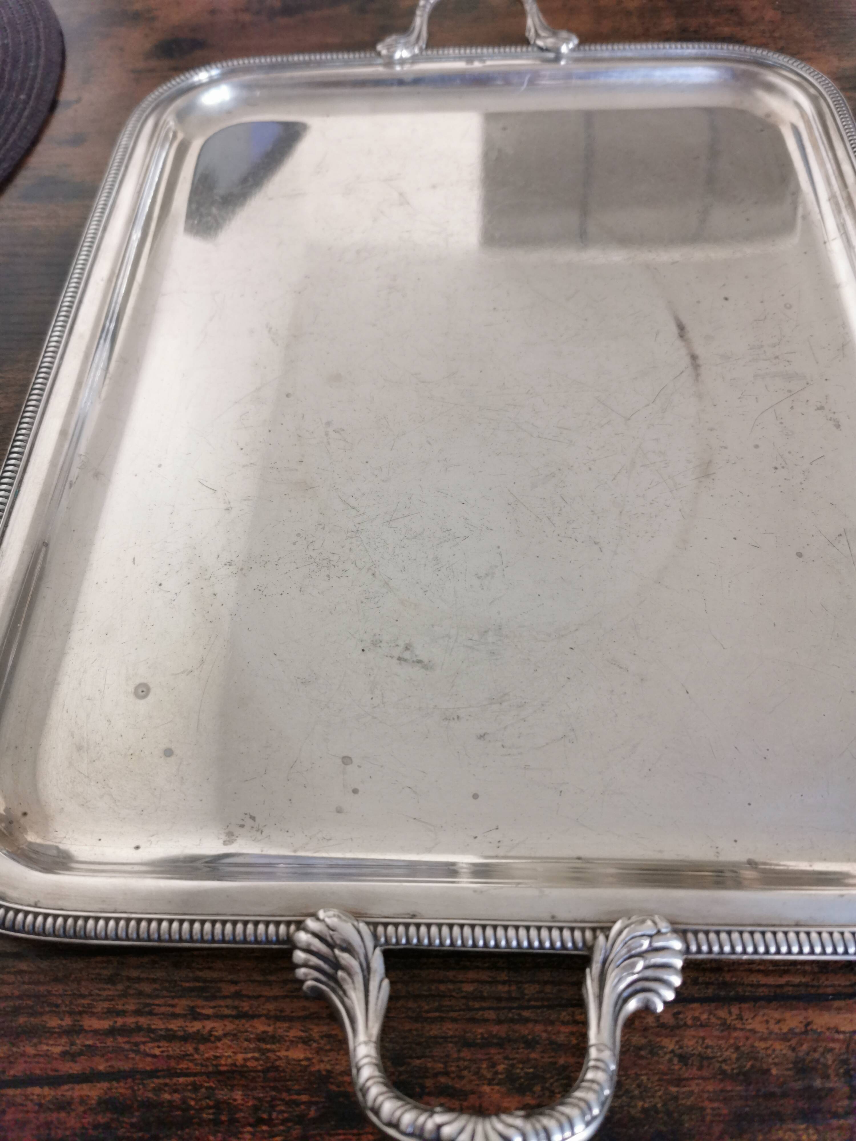 Silver metal tray