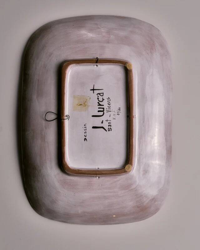 Rectangular ceramic dish, Jean Lurçat, 1950s