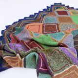 Knitted Diamond Throw Blanket Vintage 1970s