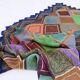 Knitted Diamond Throw Blanket Vintage 1970s