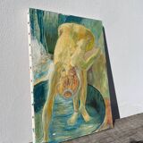 Tableau ancien huile sur toile nu féminin