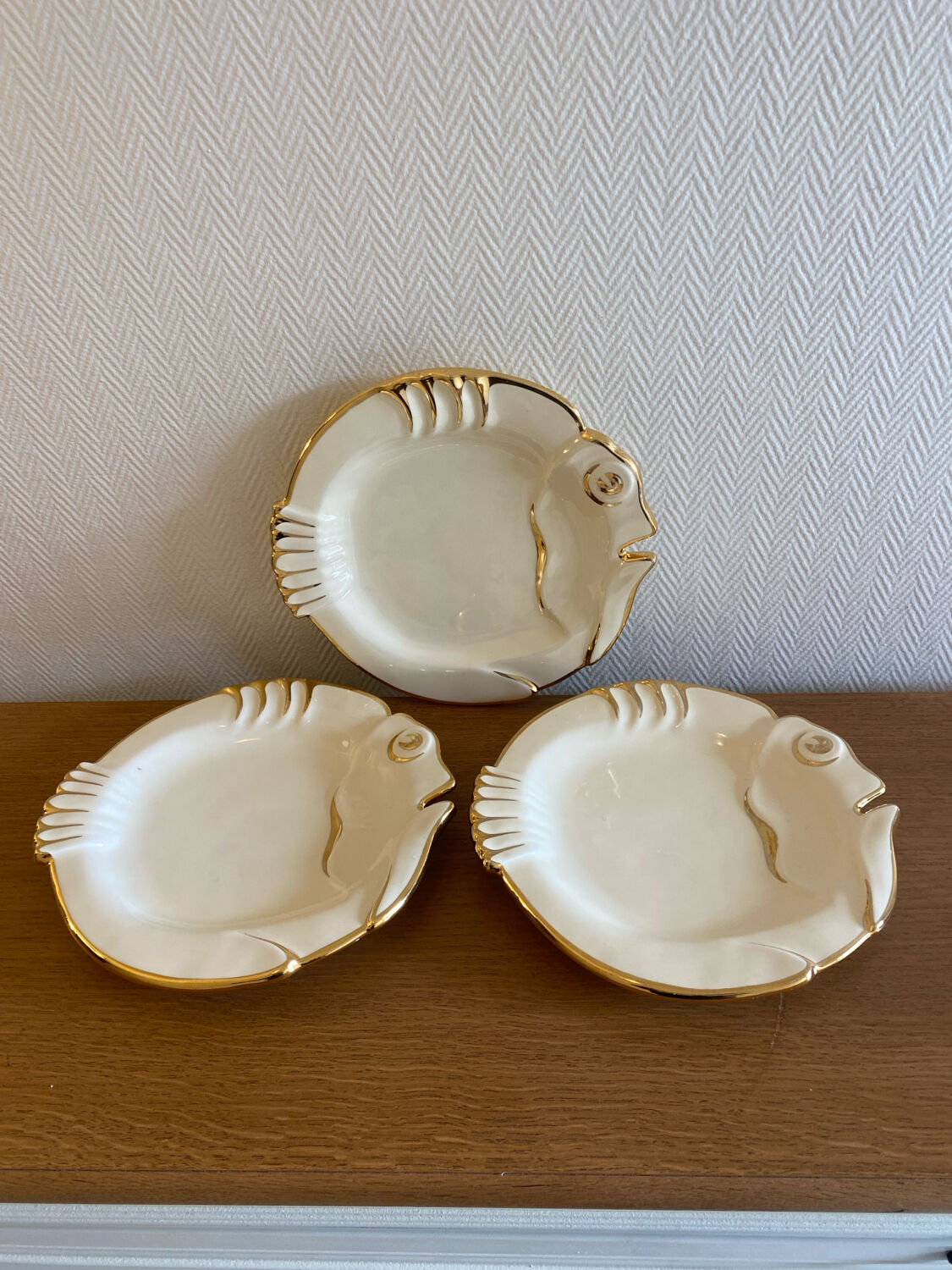 Antique Madgalithe fish set made in France