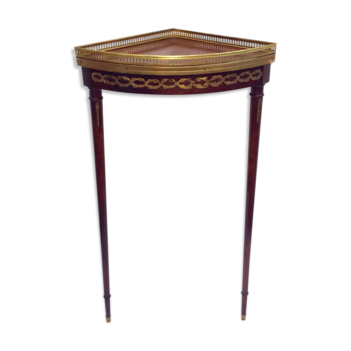 Brass wood and bronze angle console chiseled