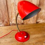 50s desk lamp in red enamelled tole.