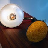 Lampe année 60 en acier noir et laiton, flexible