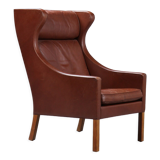 Børge Mogensen, Wing chair, model 2204, brown leather