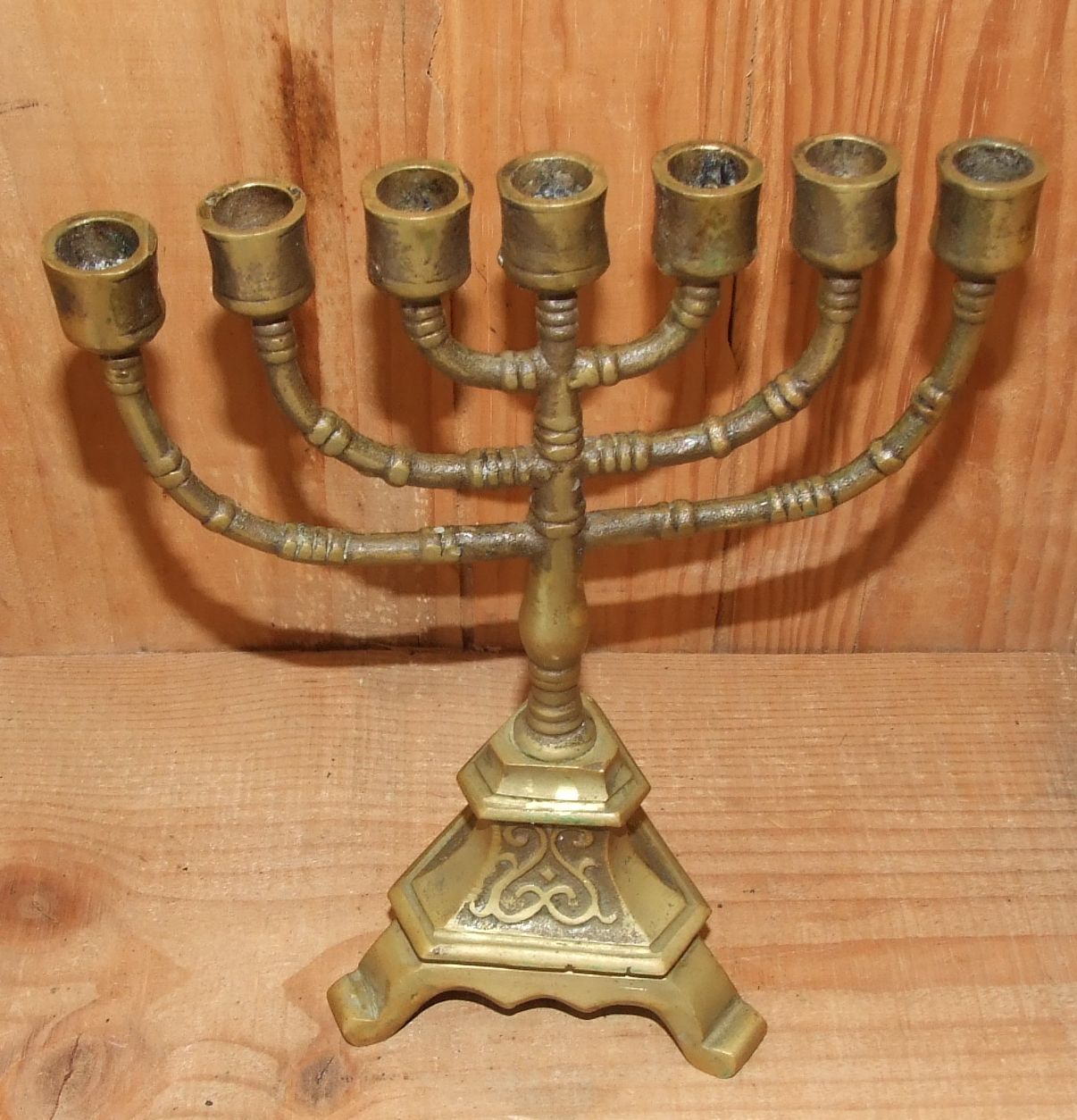 Ancient bronze menorah chandelier