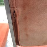 Suite of 4 vintage orange chairs 1970 steel and suede