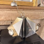 Ancien Lustre Suspension Vintage Space Age Métal Chromé Design Sciolari