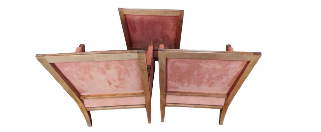 Vintage Louis XVI style armchairs by designer Pierre Counot Blandin in good condition. Wooden frame