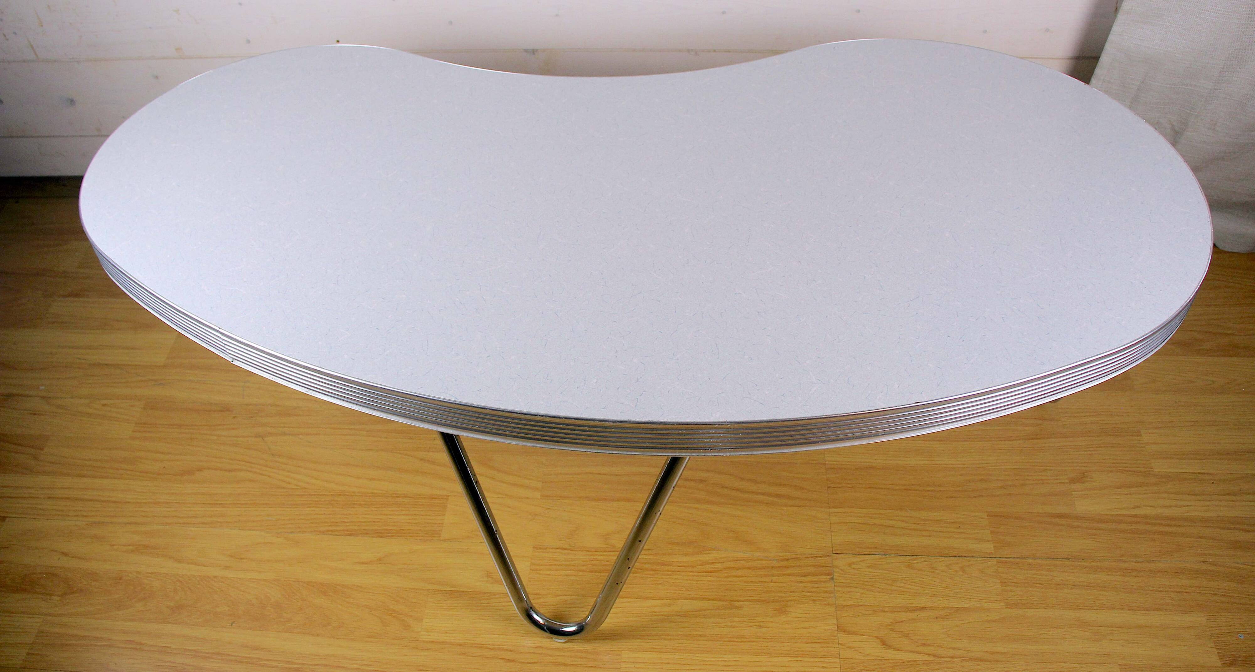 Bean coffee table, vintage American style, Formica metal, 1970s