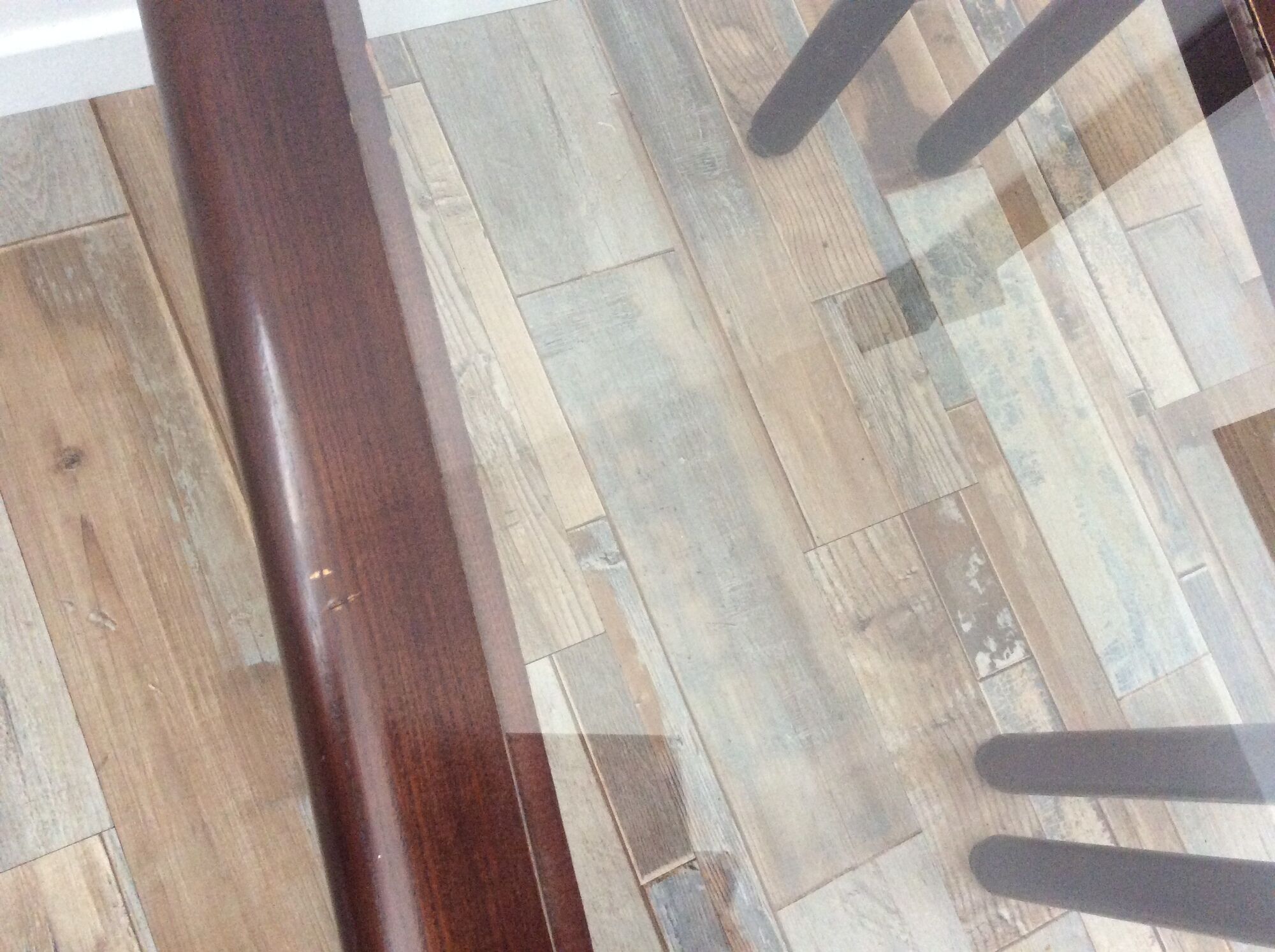 Series of 3 wooden and glass tables from the 70s