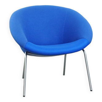 Fauteuil lounge vintage bleu de Walter Knoll, modèle 369, avec un nouveau siège
