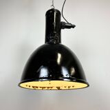 Industrial Black Enamel Factory Hanging Lamp, 1950s