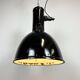 Suspension industrielle en émail noir, 1950s