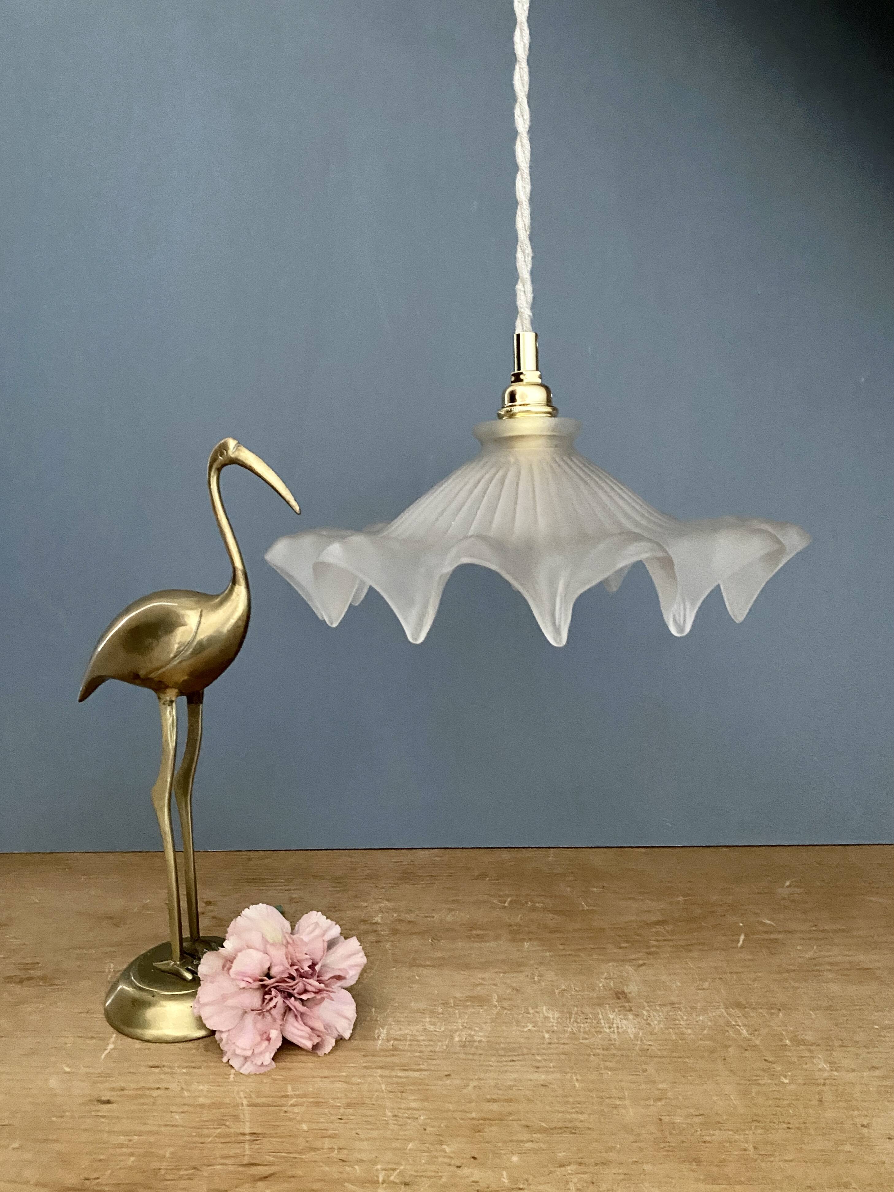 Vintage frosted glass lampshade pendant light