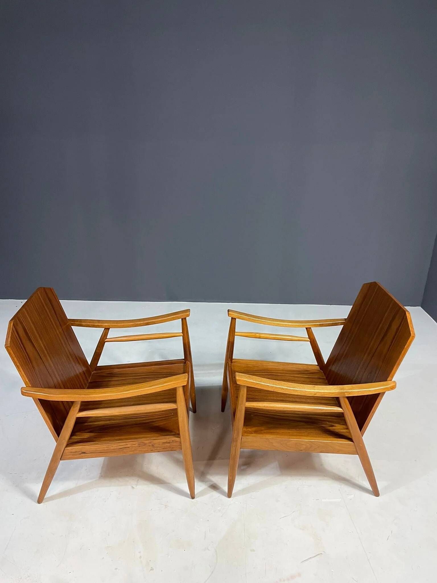 Pair of lounge armchairs mid century modern upholstered 1960s Czechoslovaki