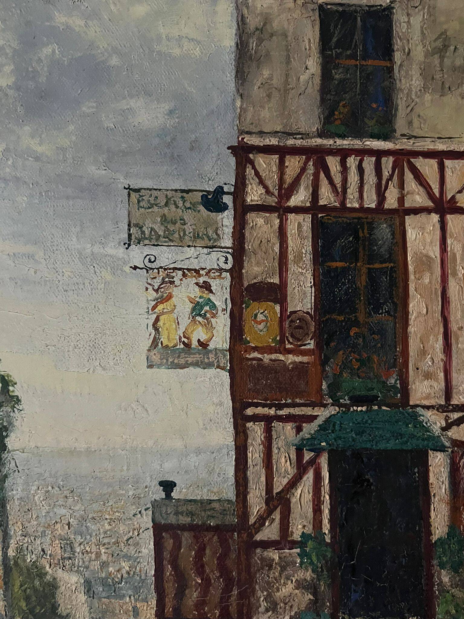 Oil painting on canvas 'Parisian street' CH Chanoy 1953 School of Paris
