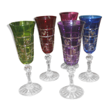 6 colored crystal flutes