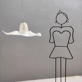 Postmodern white murano glass pendant marked la murrina, italy 1980s