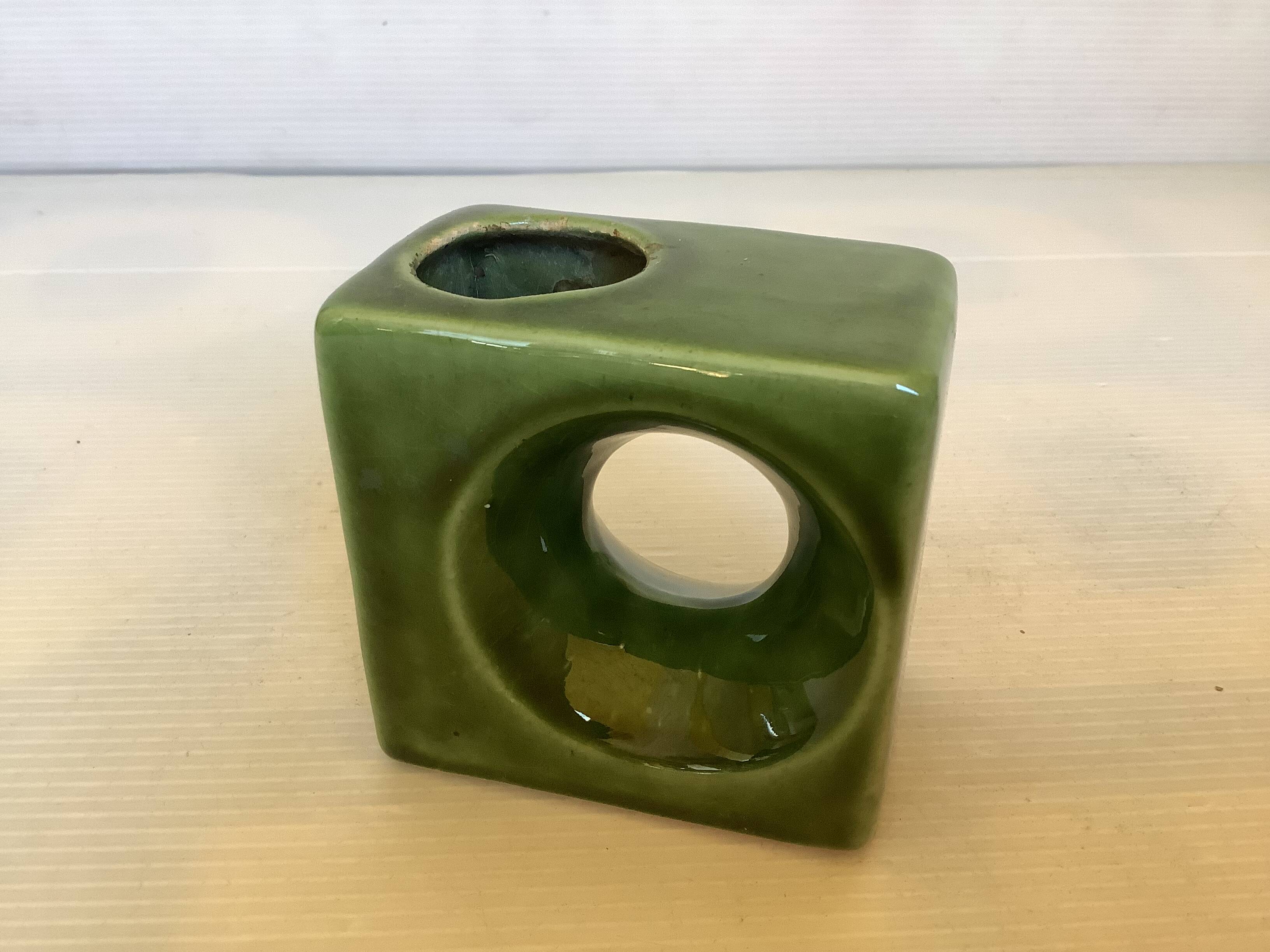 Petit vase céramique verte année 70