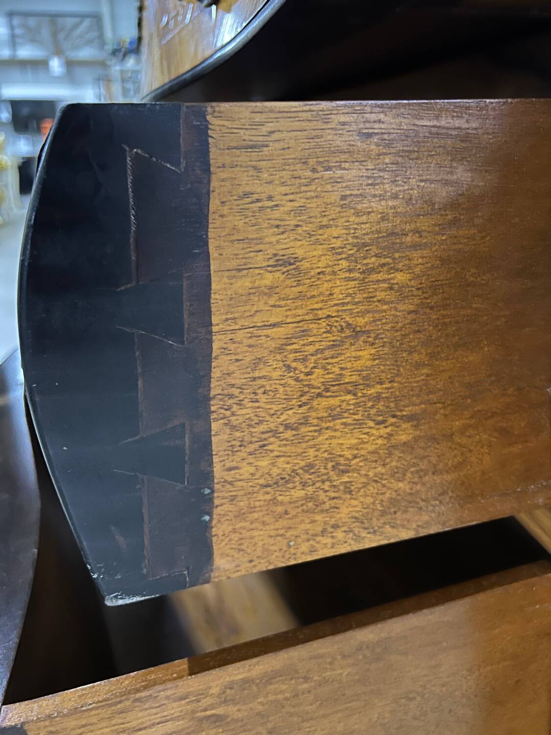 Louis XV style tomb chest of drawers in marquetry and marble