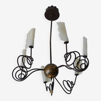 Gilded metal and Murano glass chandelier by Jean-Francois Crochet for Terzani