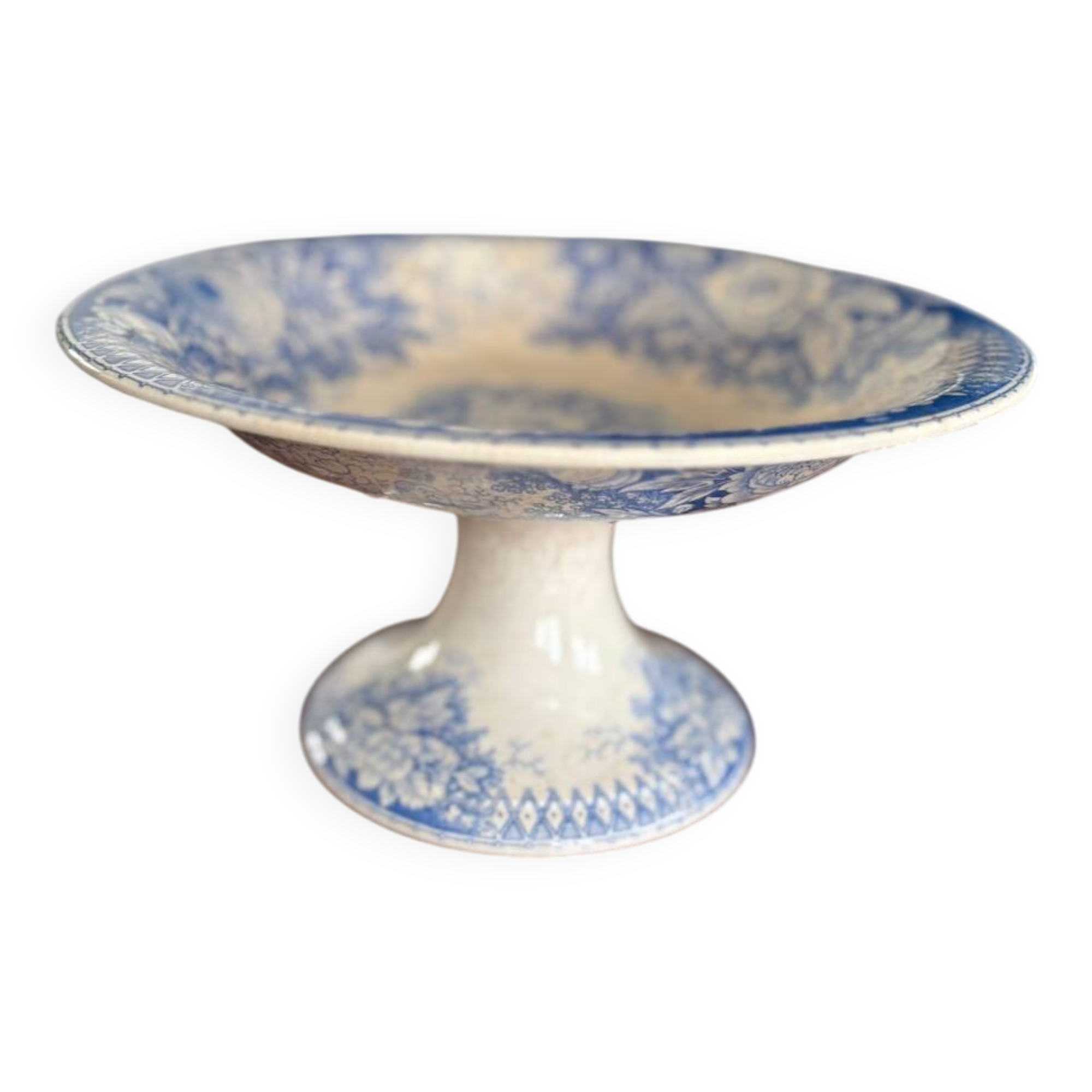 Sarreguemines Iron Earth Compote Dish - Vintage Blue Jardinière Model -