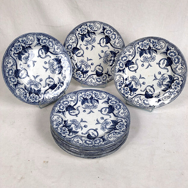 Creil & Montereau nineteenth series, Flora model. Ten flat plates