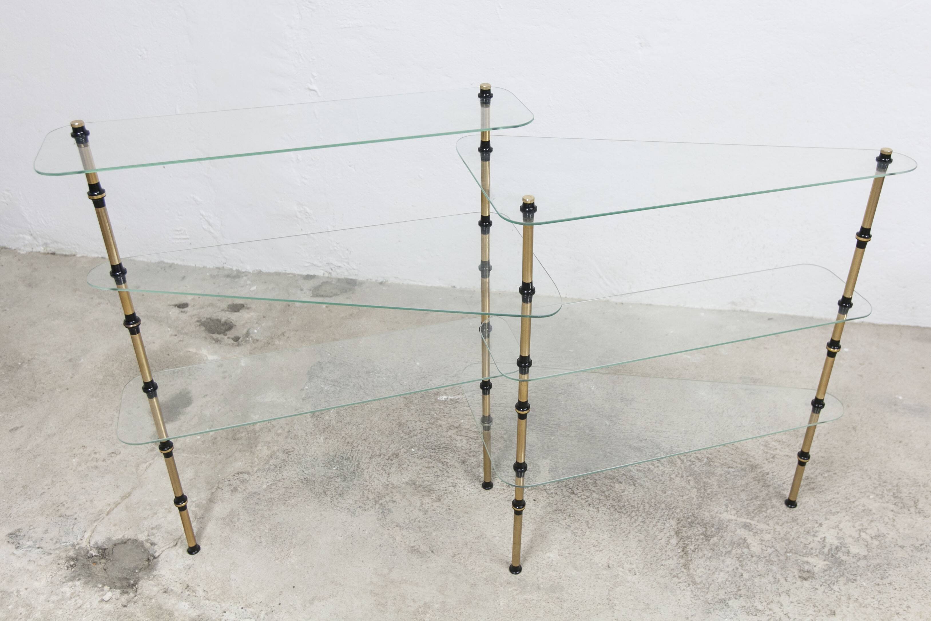 Glass and brass shop window display shelf 1950
