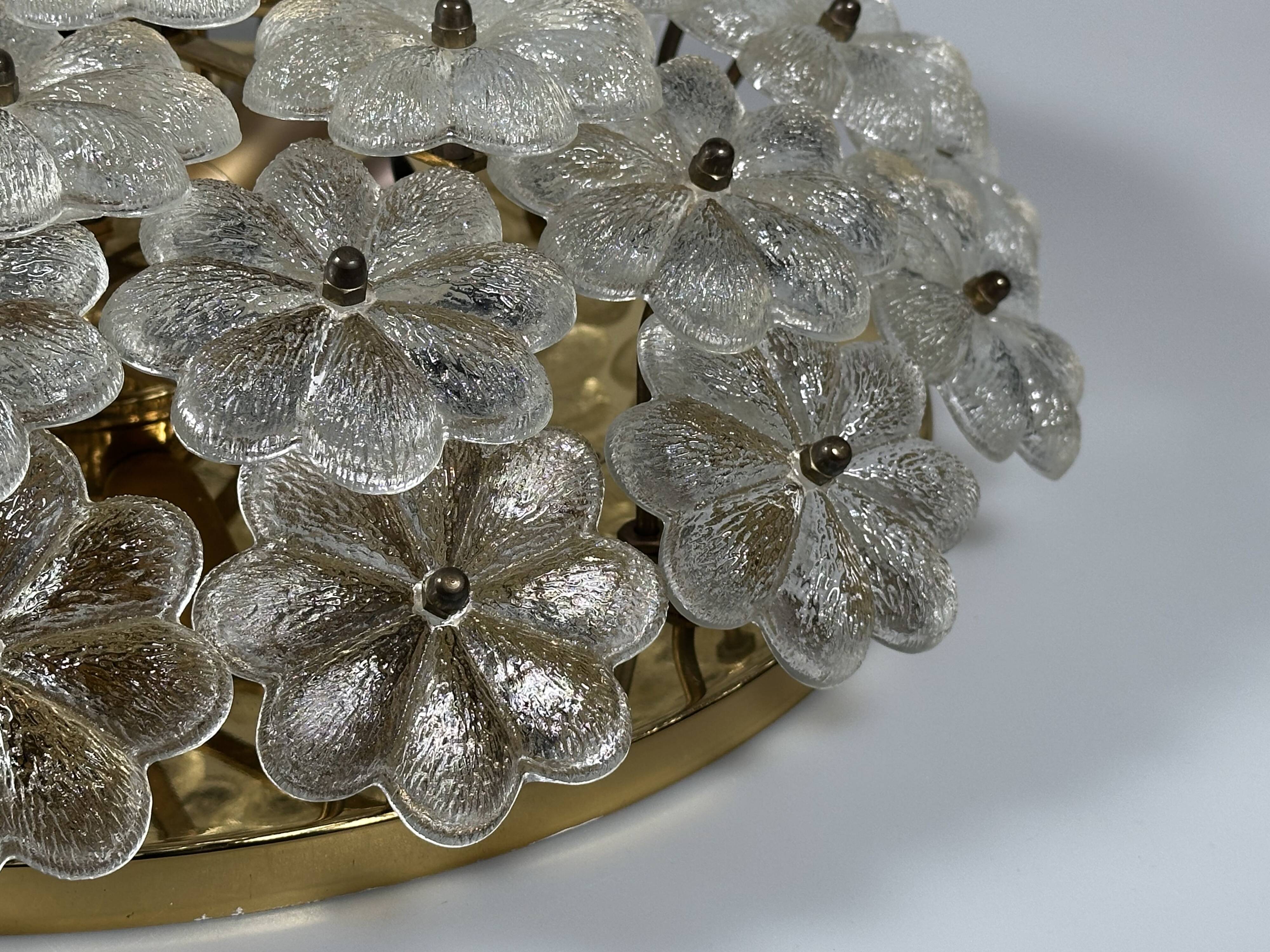 1960s/70s Ceiling Lamp Ernst Palme made of brass and glass, Germany