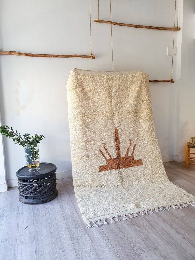 Handmade pure wool rug, size 100 x 200 cm