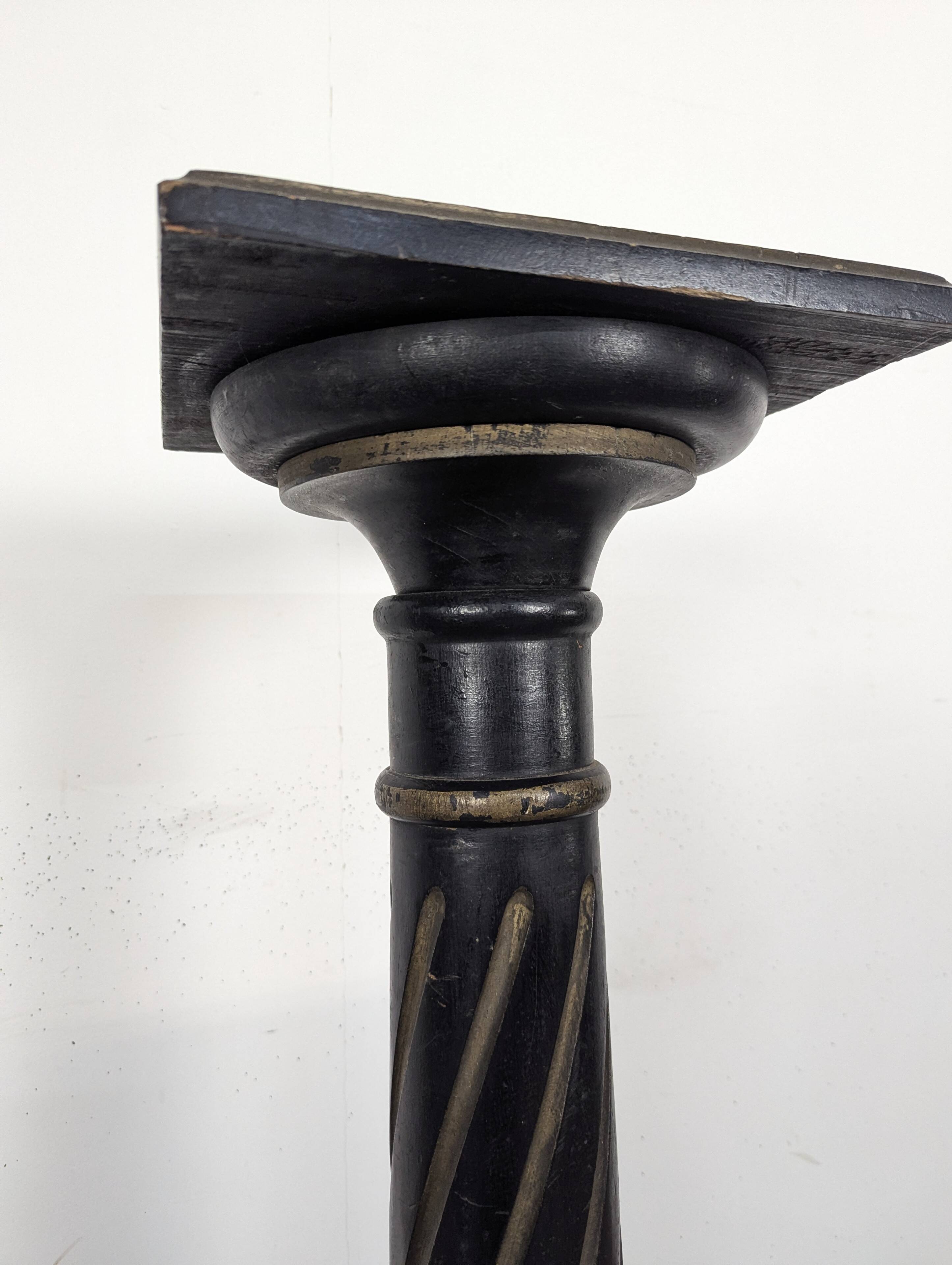 Napoleon III side table in blackened wood with a twisted column.