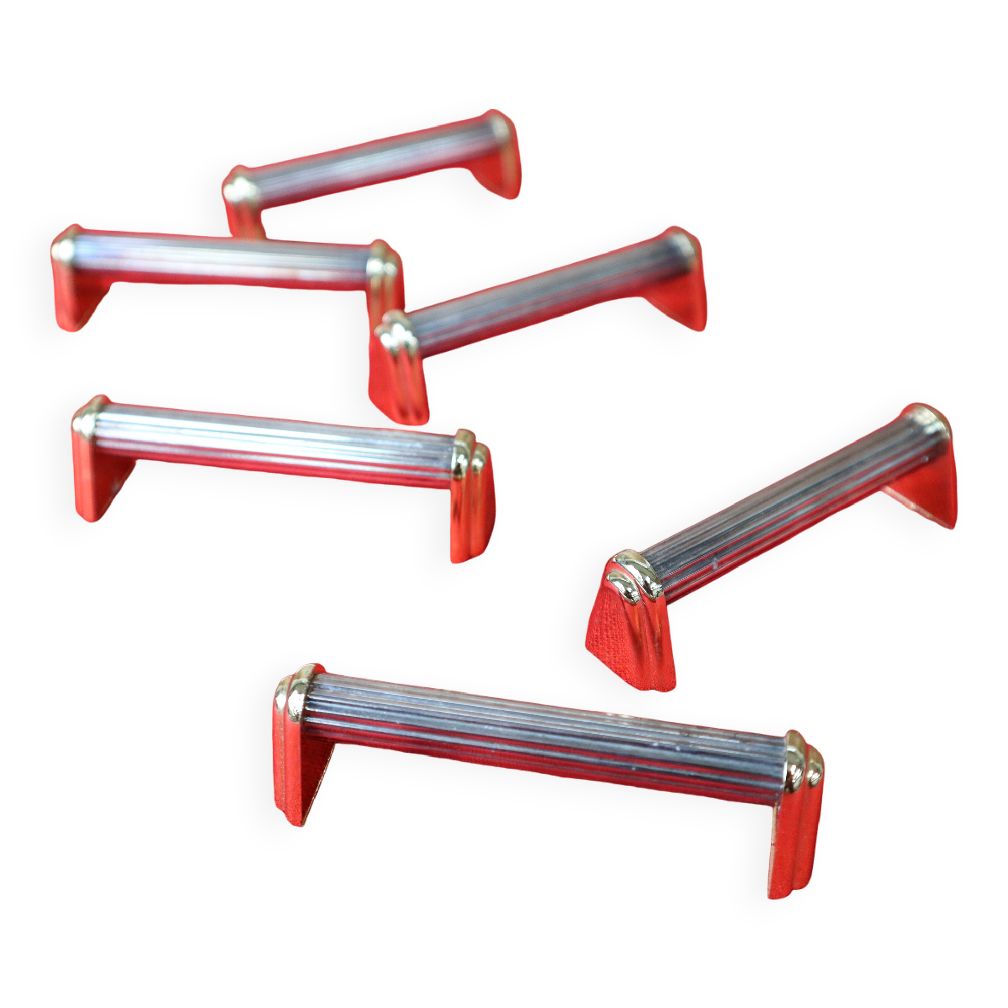 Set of 6 silver and gold metal knife holders