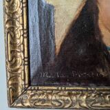 Huile sur toile portrait féminin antique