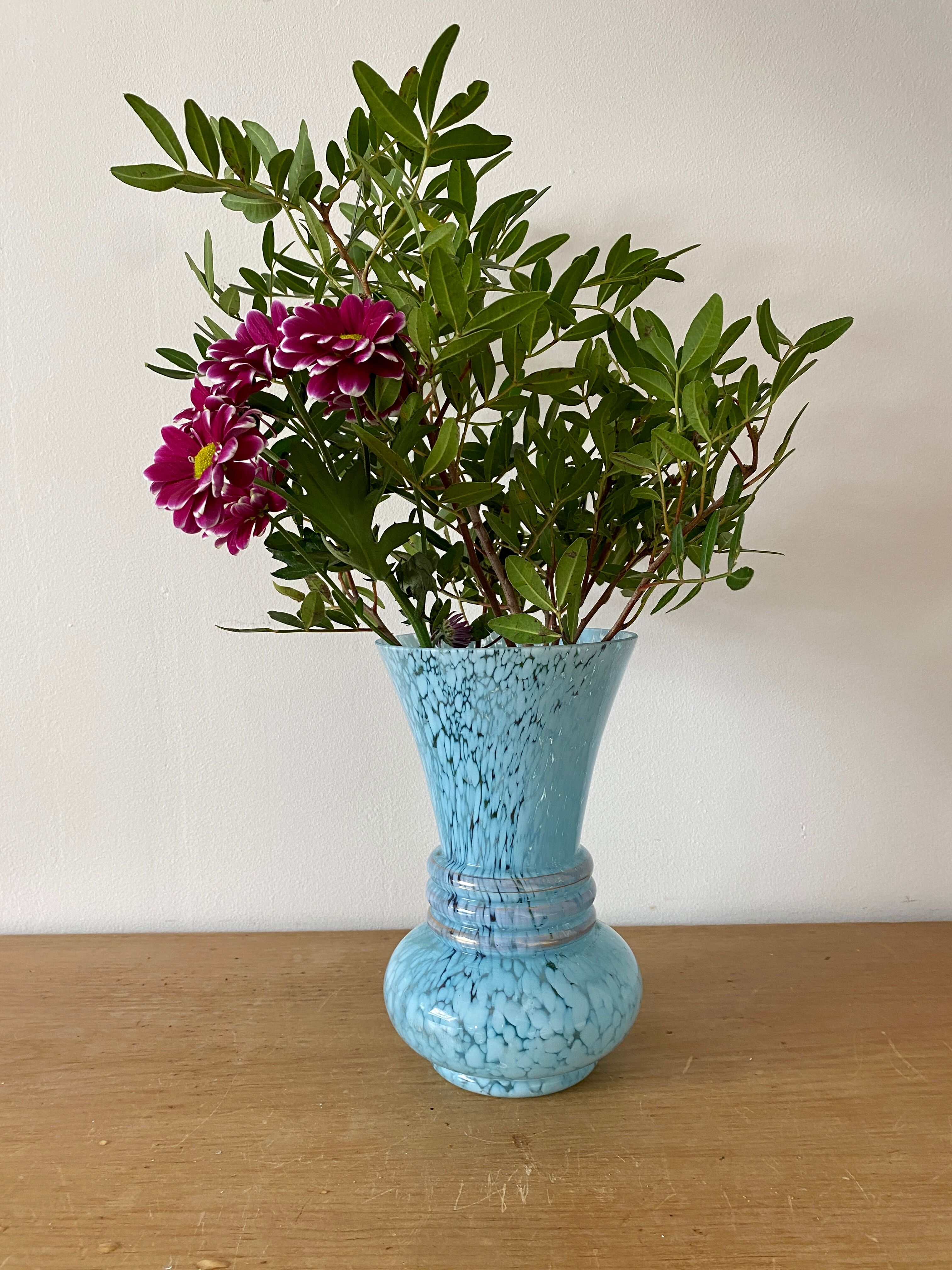 Vintage blue lichy glass vase