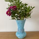 Vintage blue lichy glass vase