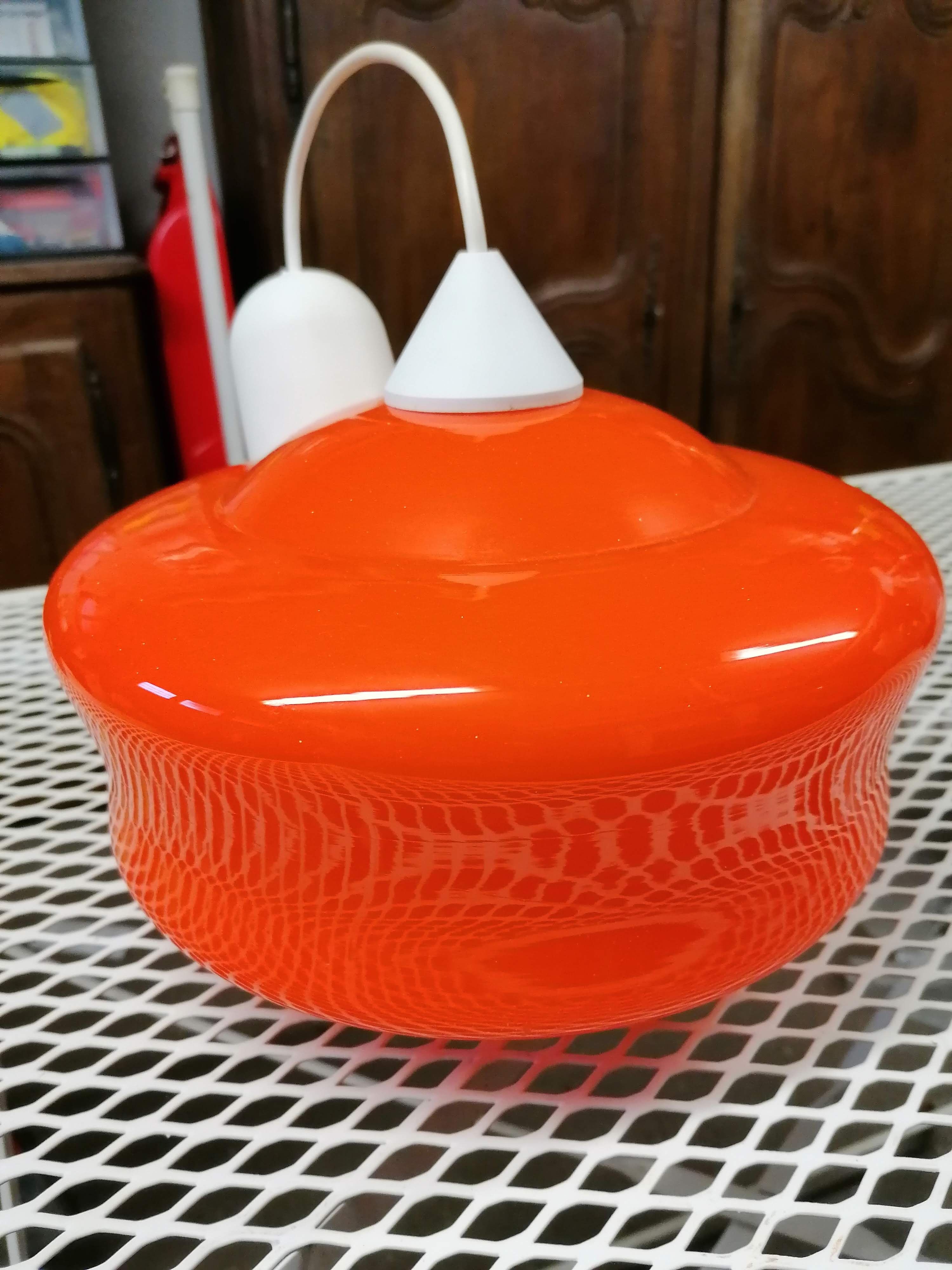 Orange opaline luminaire 70's