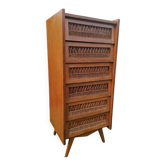 Wood and rattan chest of drawers