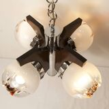 Lustre mazzega Murano 4 boules et teck 1960