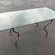 Rectangular table translucent glass top metal base vintage 1980